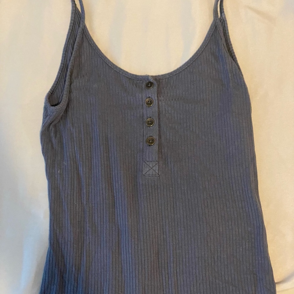 Blue ribbed bodysuit with buttons from Hollister, size small, good condition